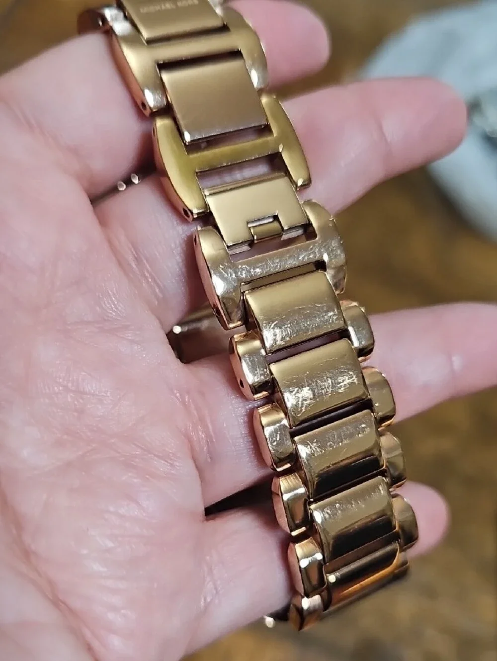 Michael Kors Rose Gold Crystal MK Logo Bracelet Watch